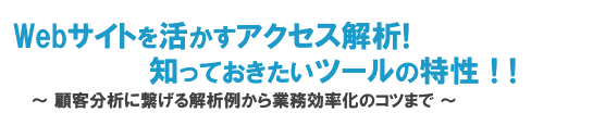 Webサイトを活かすアクセス解析！知っておきたいツールの特性！！～顧客分析に繋げるアクセス解析例から業務効率化のコツまで～