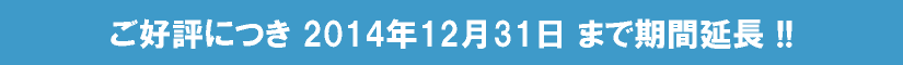 ご好評につき 2014年12月31日 まで期間延長 !!